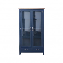 Blue Painted Display Cabinet with Oak
